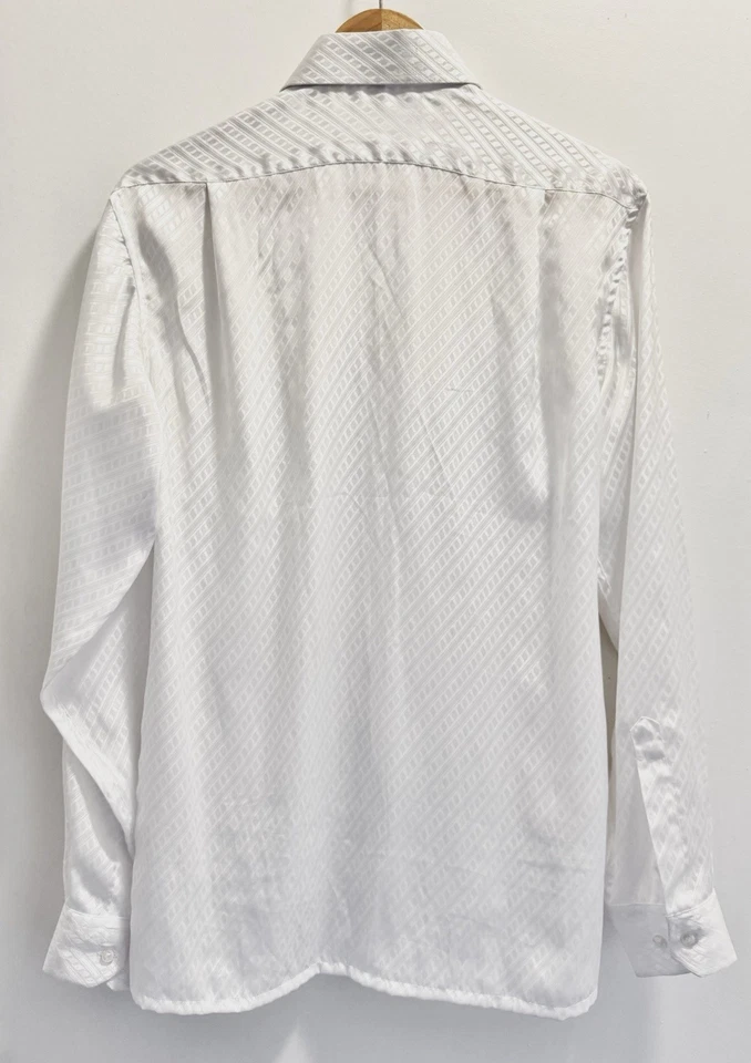 Givenchy винтажный мужчин диско клуб Flowy рубашка на пуговицах белый бриллиант размер Med - Изображение 2 из 4