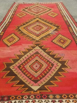 Used Fine Vintage Traditional Hand Made Oriental Wool Kelim 10x5.3ft