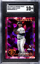 Marco Luciano 2024 Topps Chrome Up Sapphire Padparadscha Rookie Card 1/1 SGC 10. rookie card picture