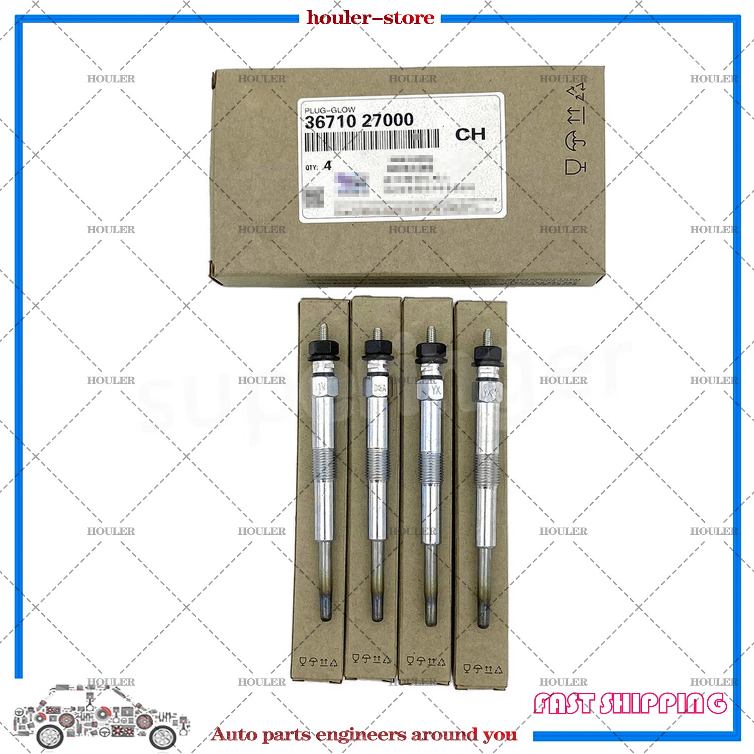 4PC Glow Plugs 36710-27000 For Hyundai KIA Grandeur i30 Elantra Santa FE 2.0 2.2