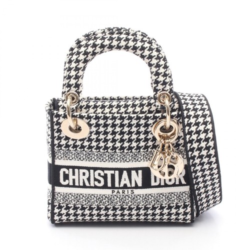 Christian Dior LADY D-LITE Mini Houndstooth shoulder crossbody Handbag canvas BW