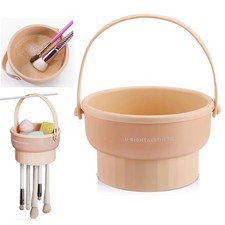 3-in-1 Brush Cleaning Mat w/Brush Drying Holder Makeup Brush Sponge Khaki G4