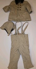 Vintage Wool Blend Tweed Baby Coat Overalls Hat 12 Month Outfit Double Breasted
