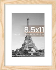 8.5 x 11 Picture Frame, 6x8 with Mat or 8.5 x 11 without Mat for Wall Hanging Ph