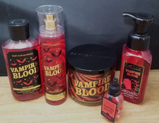 Bath Body Works 5 Pc Lot VAMPIRE BLOOD Candle Body Wash Mist Soap Wallflower