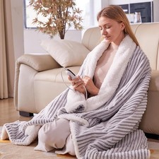 YDW Electric Heated Throw Blanket 130x180cm Stripe Flannel Electric New