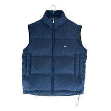 Nike Vintage Y2K Navy Blue Down Filled Puffer Gilet Bodywarmer Size M Full Zip