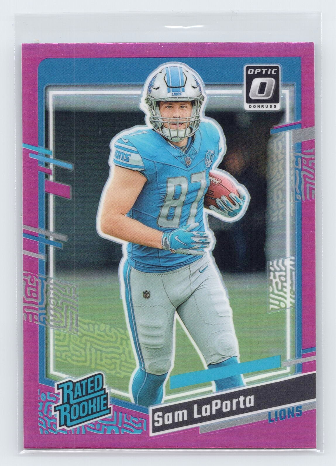 2023 Donruss #332 Sam LaPorta Optic Rated Rookie Preview Pink Prizm