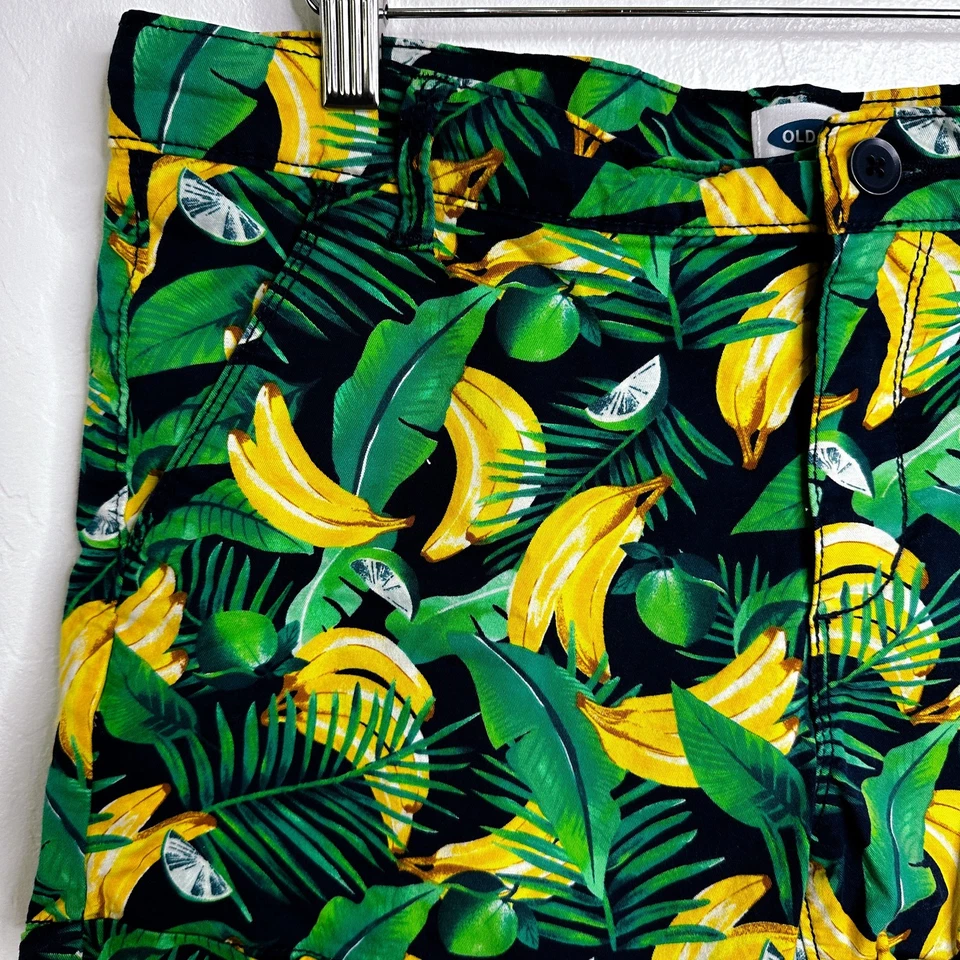 Old Navy Novelty Leaves Banana Lime Fruit Print Summer Shorts Yellow Juniors 16 - Image 3 of 4