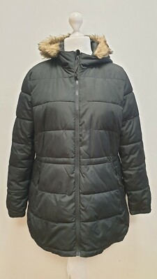 RR278 DAMEN GAP SCHWARZ FELL TIM GEFÜTTERTER FREIZEITMANTEL UK L 12 EU 40