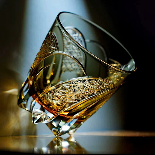 Vaso de whisky 320 ml vidrio hecho a mano de alta gama vidrio Edo Kiriko embalaje de regalo a la venta - Imagen 6 de 11