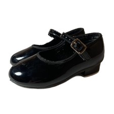 Revolution Dancewear Black Tap Shoes Patent Leather Mary Jane Buckle Girls Sz 10