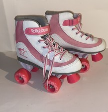 Roller Derby Firestar Youth Girl's Quad Roller Skates, White/Pink, Size 03