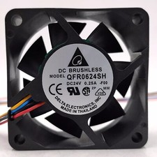 Delta QFR0624SH 6025 DC24V 0.25A 6CM 4-Wire Mute Inverter Cooling Fan