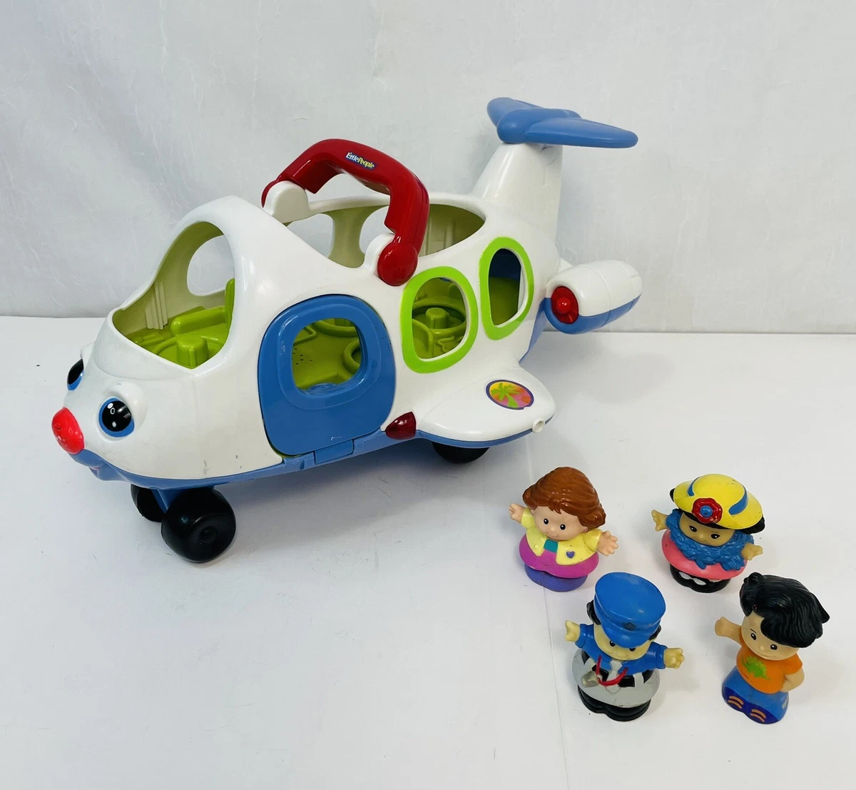 Fisher Price Little People White Plane w/Sounds & Lights + 4 people