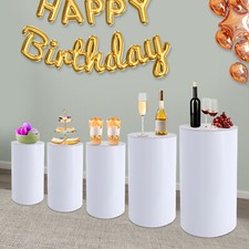 Cylinder Stands For Party-set Of 5 White Cylinder Pedestal Stand Decoration