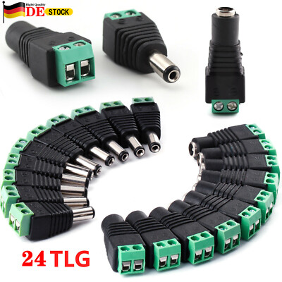 24X DC Steckverbinder Hohlbuchse Hohlstecker 5,5x2,1mm Adapter Netzteil Kupplung