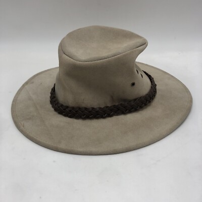Kakadu Traders Australia 9H12 Beige smooth Leather Size M Cowboy Hat bush hat