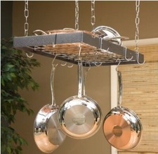 Rogar Gourmet Rectangle Pot Racks - Copper, Black or Hammered Steel Finish
