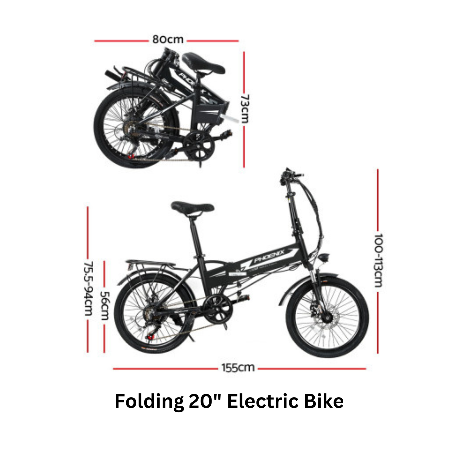 20" Electric Bike Light Weight Folding eBike Removable Battery 25km