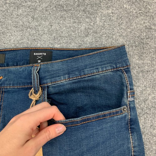 Ring Of Fire Shorts Mens 38 Blue Duke Denim Cuffed Hem Stretch High Rise Pockets - Picture 4 of 12