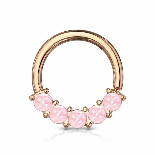 Bendable 5 Stone Hoop Septum Ring Cartilage Bar Daith Helix Tragus Piering - Picture 9 of 9