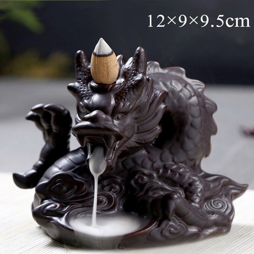 Nuovo incensiere bruciatore a flusso posteriore cascata drago ceramica decorazione casa giardino