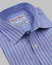 Blue Red Striped Luxury Men's Shirt Easy Iron - Canarie Shirts