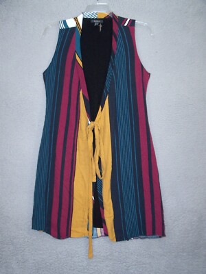 ESPRIT Jacket Womens Medium 8 10 Red Brown Black Sleeveless Long Casual Ladies