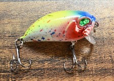 Splattered Colored Crankbait Topwater Fishing Rattling Lure, 2" Long