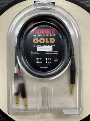 Mogami Gold Insert TS Cable - 1/4'' TRS Male to Dual 1/4'' TS Male - 6' New in Box