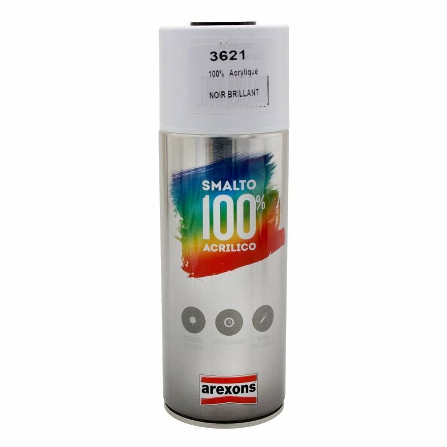 Bombe de peinture arexons acrylique 100 noir brillant aerosol 400 ml (3621)