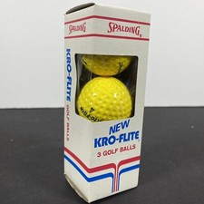 NOS Vintage Spalding Kro-Flite Golf Balls Yellow 3 Ball Sleeve 1970s