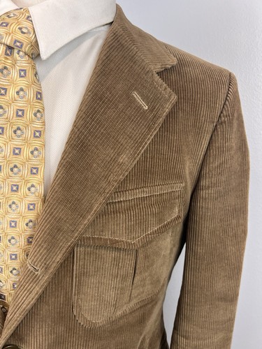 Orvis Men’s Khaki Corduroy Plaid Suit Wool Size 38 R Pants 34 X 32 RARE Vintage - Picture 5 of 17