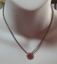 Vintage Faceted Pink  Clear Rhinestone Bib /Collar Necklace
