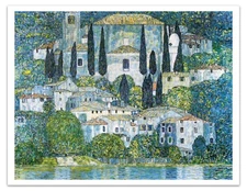 Gustav Klimt KIRCHE IN CASSONE (1913) Vintage Painting 17x22" Premium Art Print