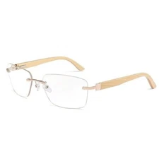 Glasses Men Lightweight Wood Frame Clear Lens Eyeglasses Fashion Cholo Rapper