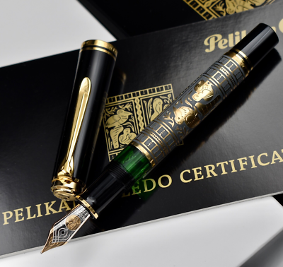 PELIKAN M900 Black Toledo .925 Sterling Silver Fountain Pen w