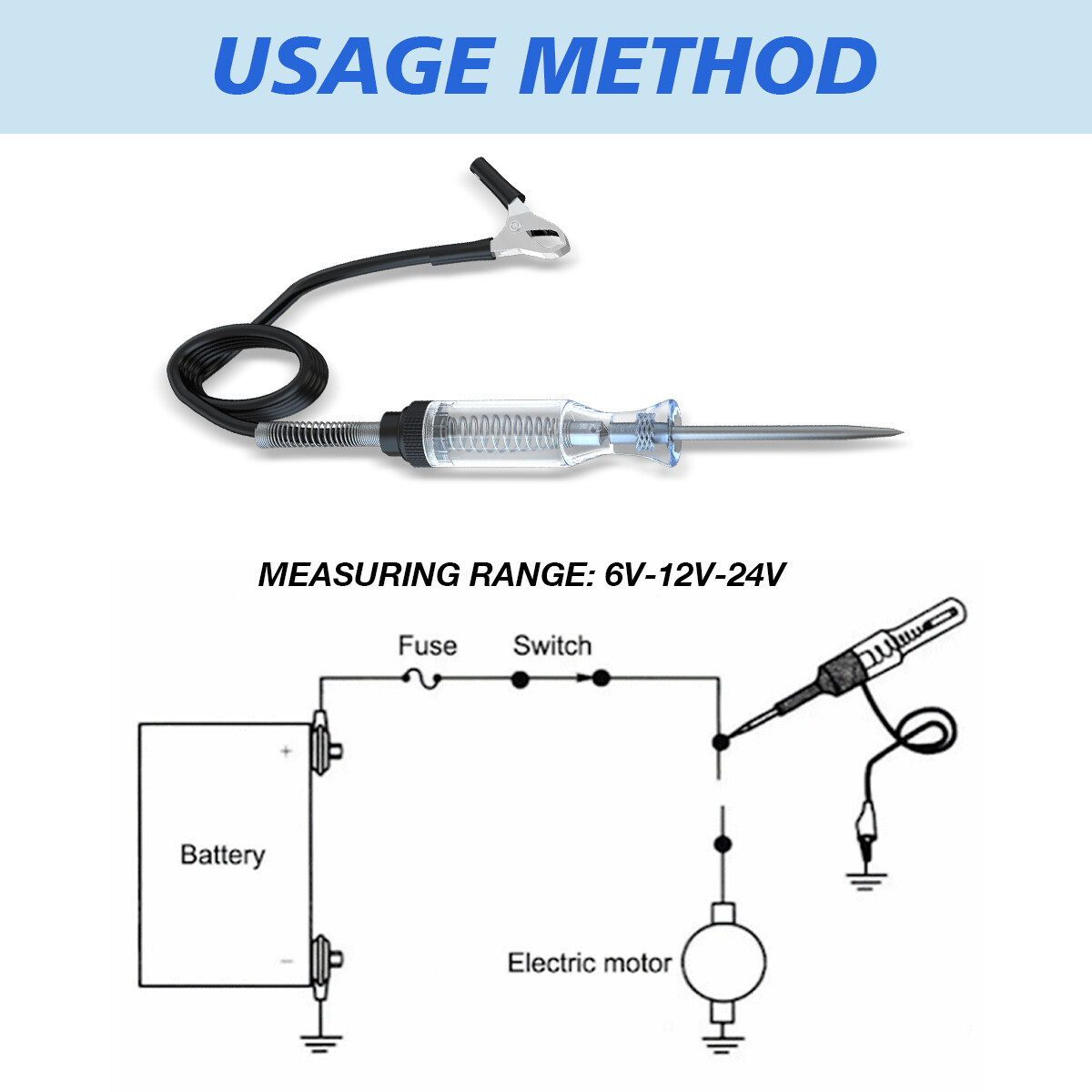 Auto Circuit Tester 12V/24V Test Light Probe Voltage Continuity Checker