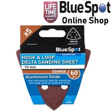 Image of 93mm HOOK & LOOP 120 GRIT 6 HOLE DELTA SANDING SHEETS PACK OF 5, BLUE SPOT 19862