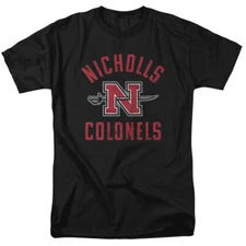 Nicholls State University Adult T-Shirt Colonels Logo, Black, S-5XL
