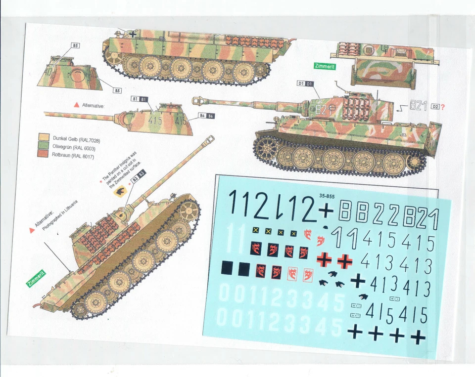 STAR DECALS 35-855 Panzer Mix - East Prussia (Panther A-Tiger I Late) Scala 1/35 - Immagine 2 di 2