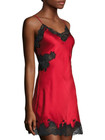Josie NATORI, Red SILK, XS (size 2), Cutouts & Black LACE IN LAYS, SHEER Sides — photo 2