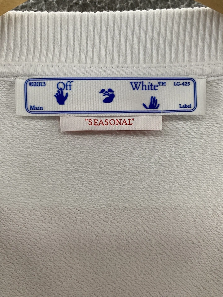 Off-White Sweatshirt Womens Large White Crewneck "Seasonal" 2013 Arrow Graphic - Image 4 of 4