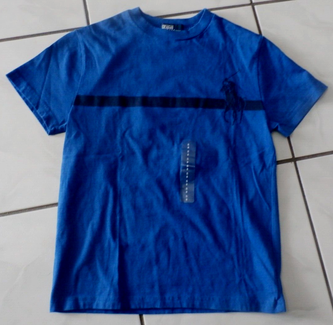 NUOVO Polo Ralph Lauren ragazzo tshirt taglia S 8 manica corta grande pony blu royal G333