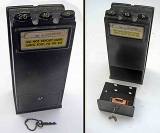 c1920s GRAY TELEPHONE PAY STATION 5 10 25 cents COIN SLOTS Super CLEAN CONDITION