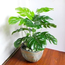 16" Hight Artificial Plants Green Plastic Small Bush Tree (12 Lifelike Leaves )