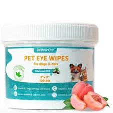 BestBy09/26 MEDUWEDU Dog & Cat Eye Wipes 120 Count Peach Scent Grooming Care