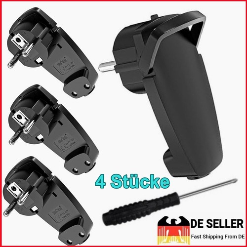 4x Schutzkontakt Winkelstecker Flachstecker flach Bügel 230V 16A Schuko Stecker~ - Bild 2 von 24