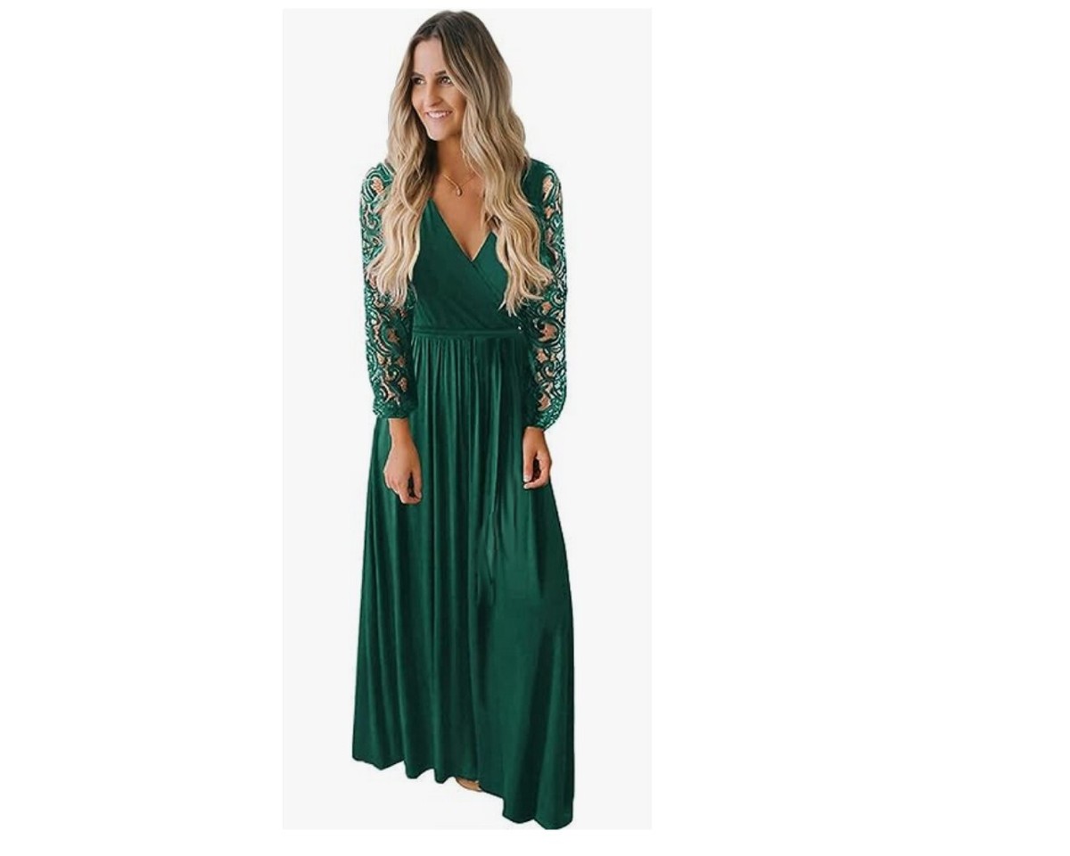 green off the shoulder long sleeve dress Green Off-Shoulder Satin Dress – Vintage Ruched Sleeves – Fairycore main image 0